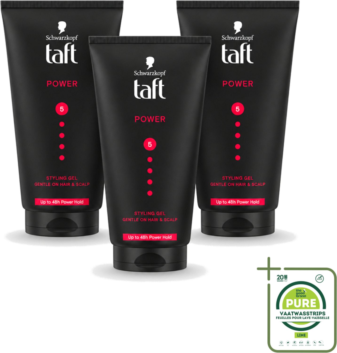 3 x Taft - Power 5 - Styling Gel - Sterke hold voor elke stijl - 150 ml - Grootverpakking - Haarkleur - Haartype - Haartypen - Stylinggel - Power Hold