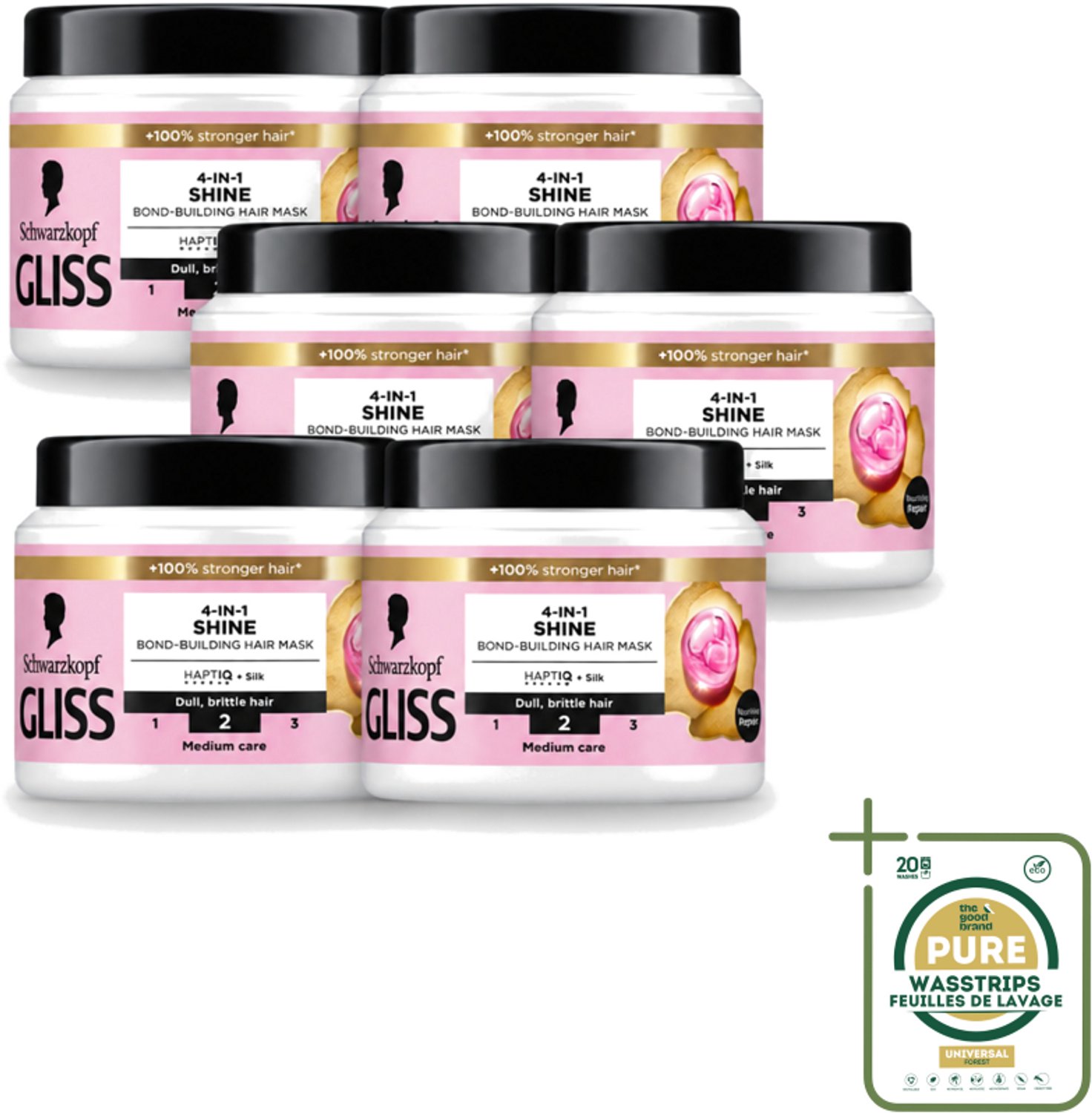 6 x Gliss - Haarmasker - 4in-1 Hair Mask - Voor Zijdezacht en Glanzend Haar - 400 ml - Wasstrips - Haarmasker - Haarverzorging - Glans - Zijde - Soepelheid