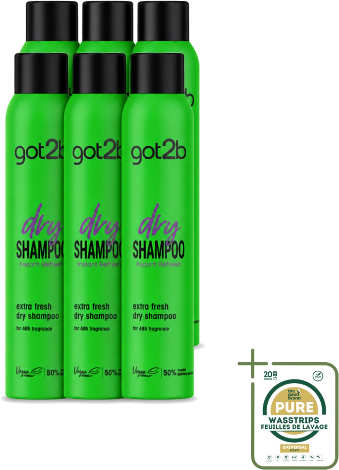 6 x Got2B - Droogshampoo - Extra Fresh - 200 ml - Wasstrips - Droogshampoo - Fris Haar - Haarkleur - Haartype - Haartype