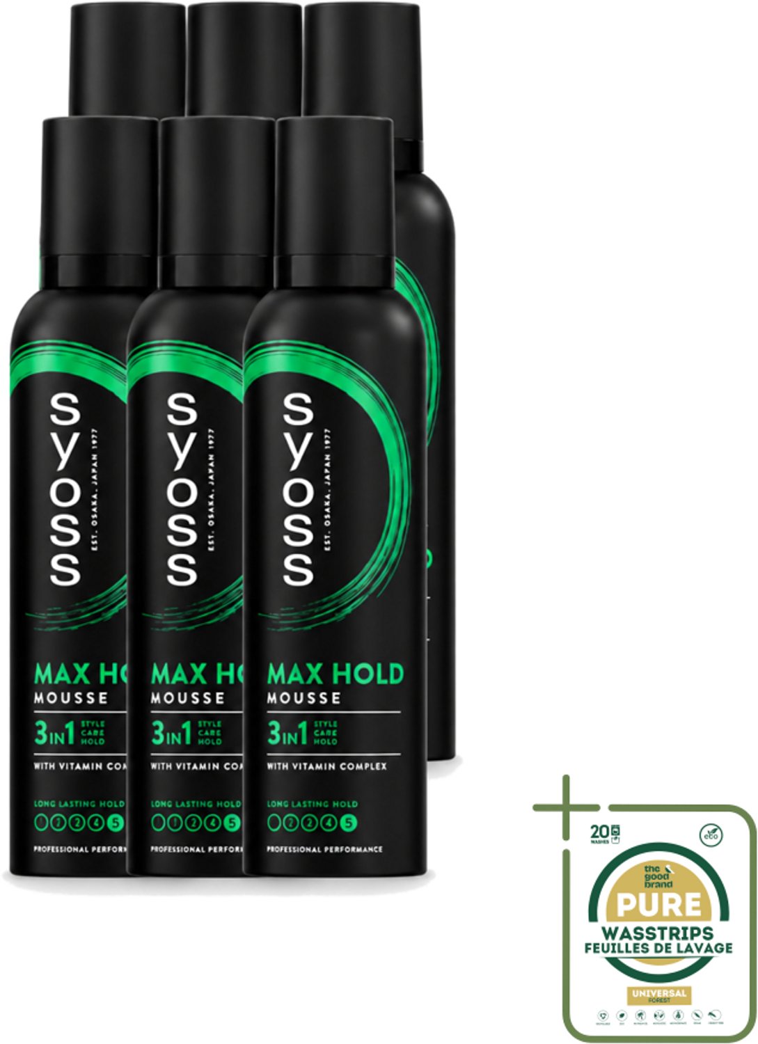 6 x Syoss - Max Hold - Haarmousse - Ultra Sterke Hold - 250 ml - Wasstrips - Haarmousse - Haarversterking - Styling - Haarverzorging - Haarherstel