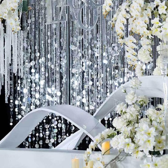 10 stuks paillettenslinger, 1 meter, pailletten, parelgordijn, glitter, papieren banner, glittergordijnen, hangende achtergrond, decoraties voor bruiloft, verjaardag, feest, decoratie, rond — afbeelding 5