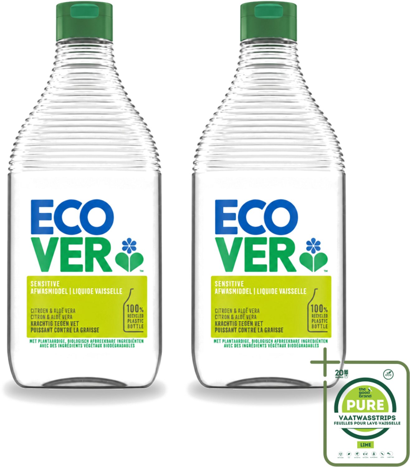 2 x Ecover - Afwasmiddel - Citroen & Aloë Vera - 450 ml - Grootverpakking - Afwasmiddel Citroen Aloë Vera - Milieuvriendelijk Afwassen - Plantaardig Afwasmiddel - Fris Afwassen - Huidvriendelijk Afwasmiddel