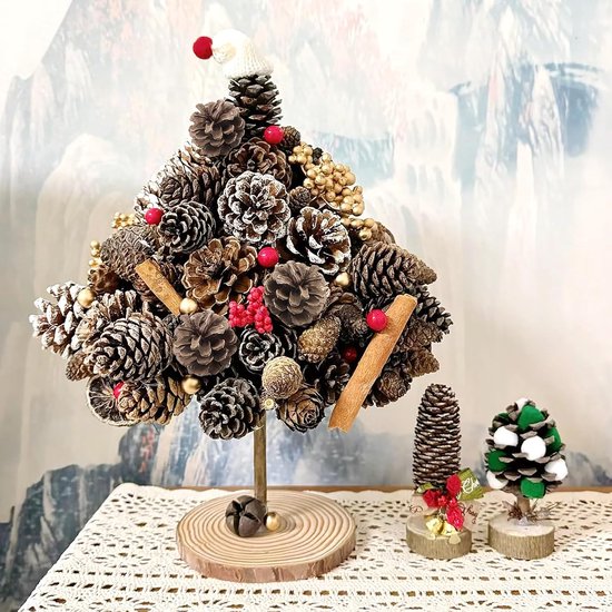 24 stuks natuurlijke dennenappels sneeuw dennenappel voor kerstboom slinger krans ornamenten dennenappels decoreren winter vakantie huis (primaire kleuren, wit) — afbeelding 2