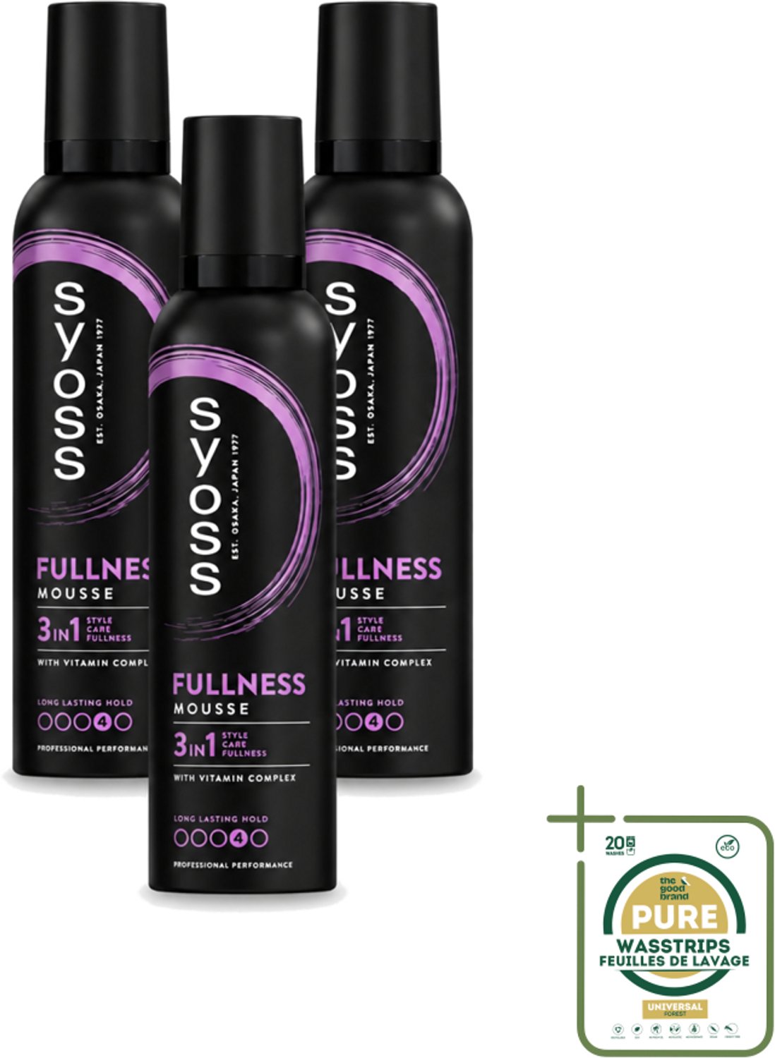 3 x Syoss - Fullness - Haarmousse - Lichtgewicht Volume - 250 ml - Haarmousse Voor Volume - Haarmousse Voor Voller Haar - Haarmousse Voor Fijn Haar - Haarmousse Voor Futloos Haar - Haarmousse Met Vitaminecomplex
