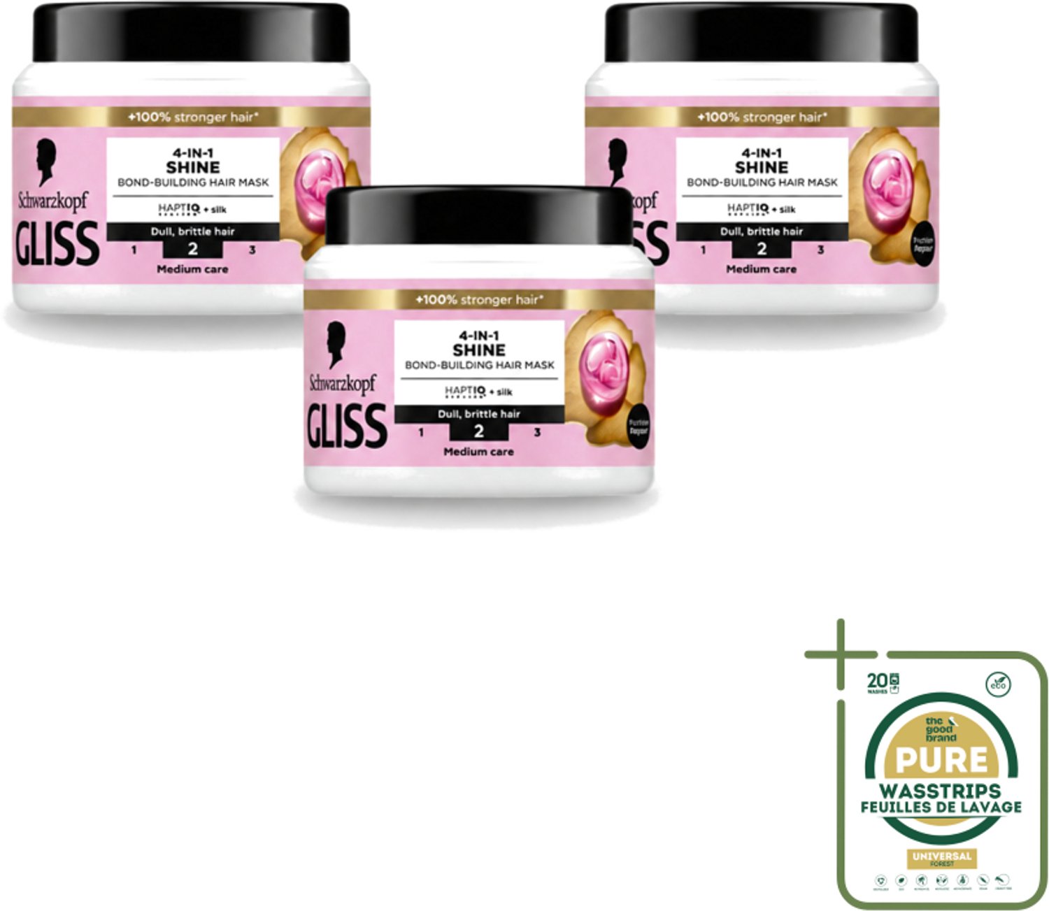 3 x Gliss - Haarmasker - 4in-1 Hair Mask - Voor Zijdezacht en Glanzend Haar - 400 ml - Wasstrips - Haarmasker - Haarverzorging - Glans - Zijde - Soepelheid