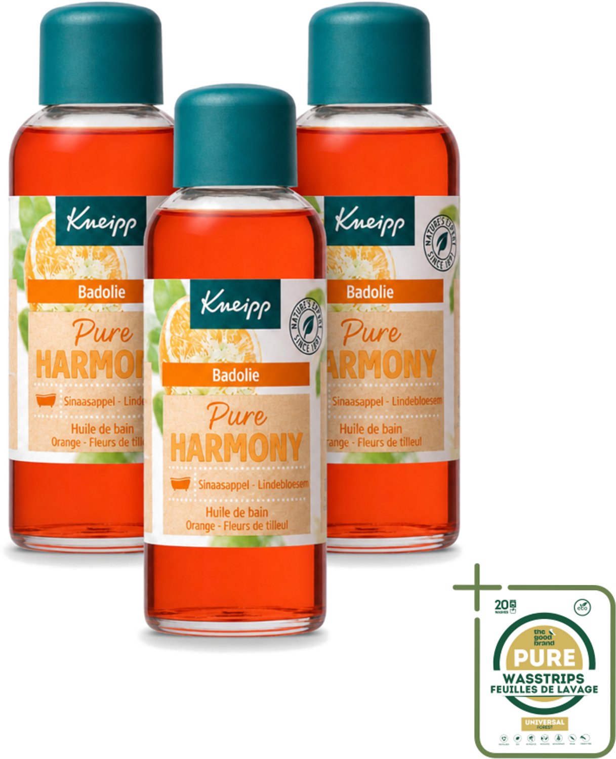 3 x Kneipp - Badolie - Oranje lindebloesem - 100 ml - Wasstrips - Badolie - Ontspanning - Natuurlijke Oliën - Stressverlichting - Badmoment
