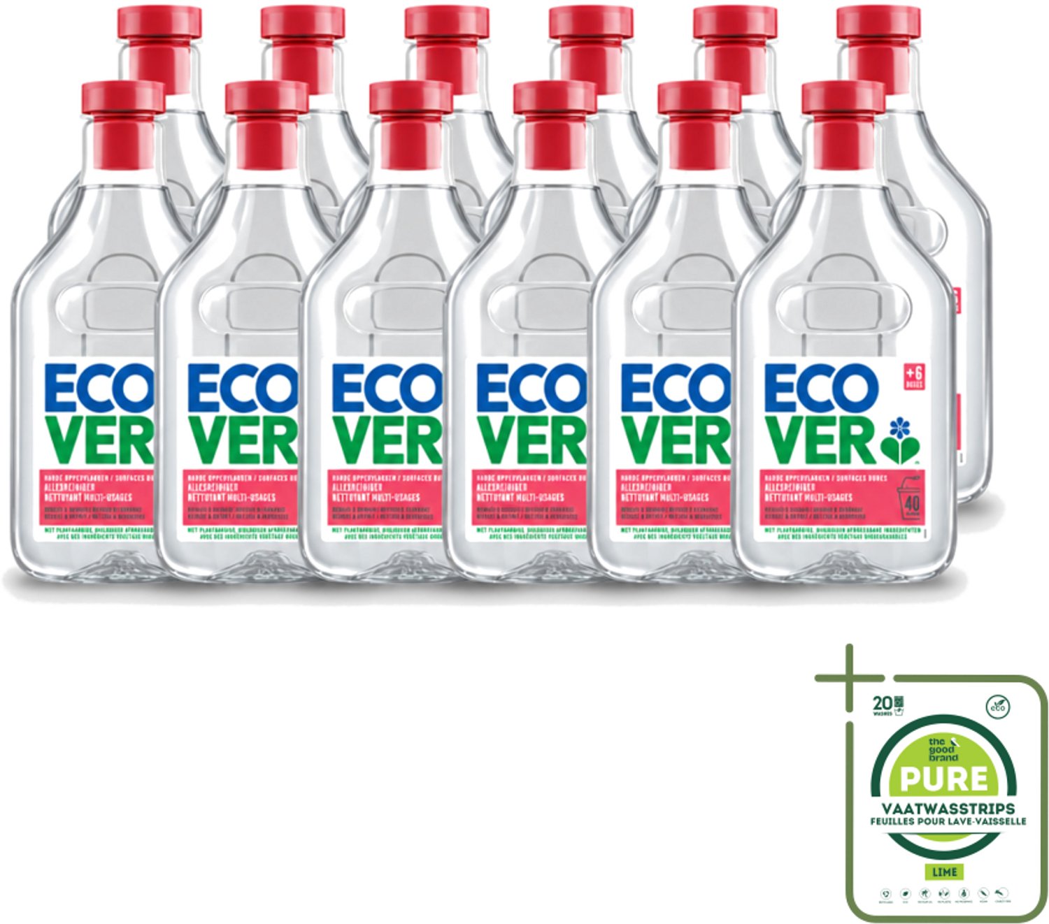12 x Ecover - Allesreiniger - Magnolia & Bamboe - 1 liter - Grootverpakking - Vaatwasstrips - Allesreiniger - Natuurlijke Reiniger - Plantaardige Reiniger - Milieuvriendelijke Reiniger - Frisse Geur