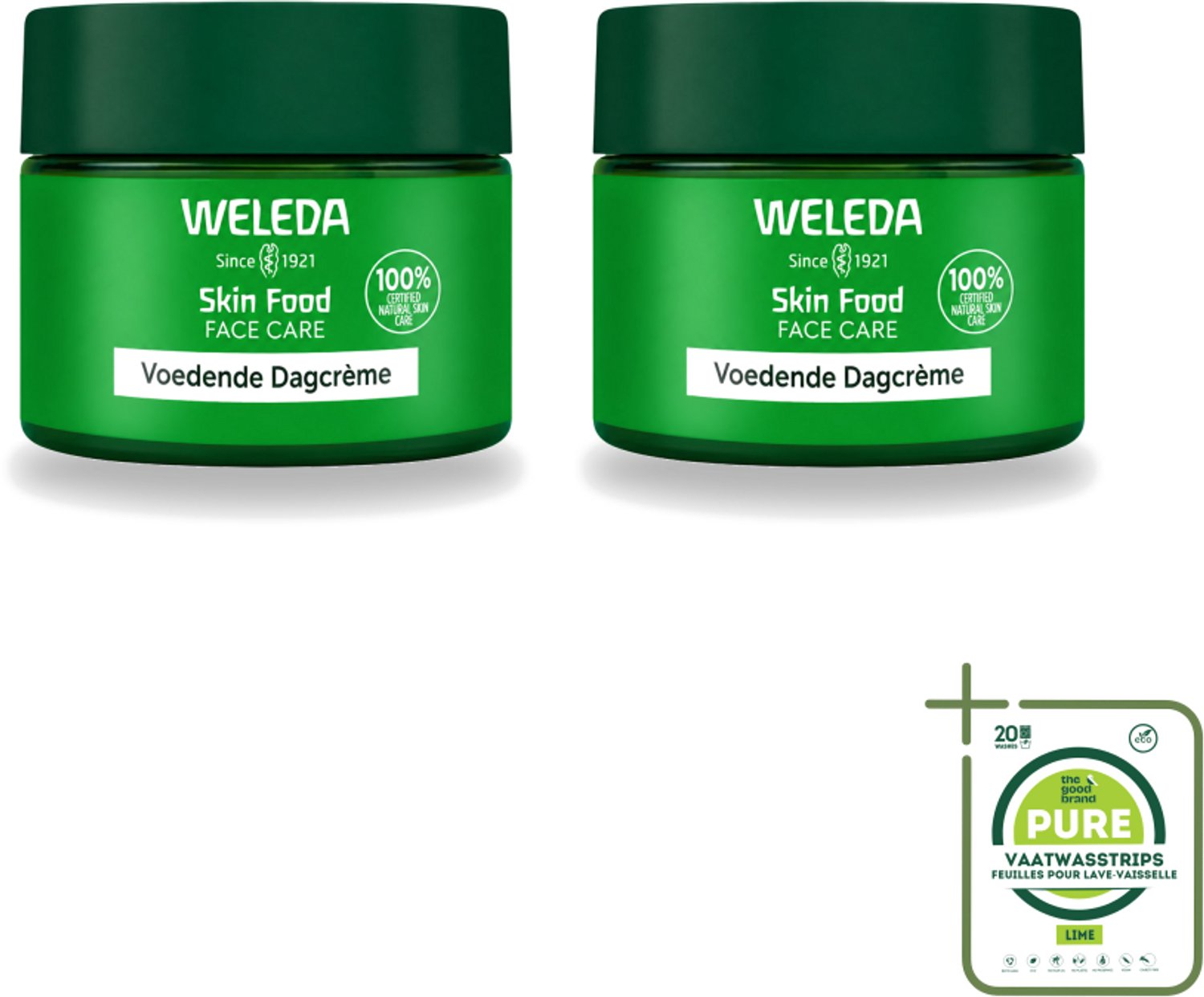 2 x WELEDA - Dagcrème Skin Food - Voedend - 40 ml - Grootverpakking - Vaatwasstrips - Huidverzorging - Voedende Crème - Dagcrème - Hydratatie - Natuurlijke Huid