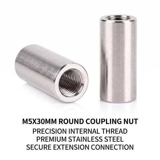 10 stuks schroefdraadhulzen metalen hulzen maat M5 × 30 mm roestvrij staal — afbeelding 3