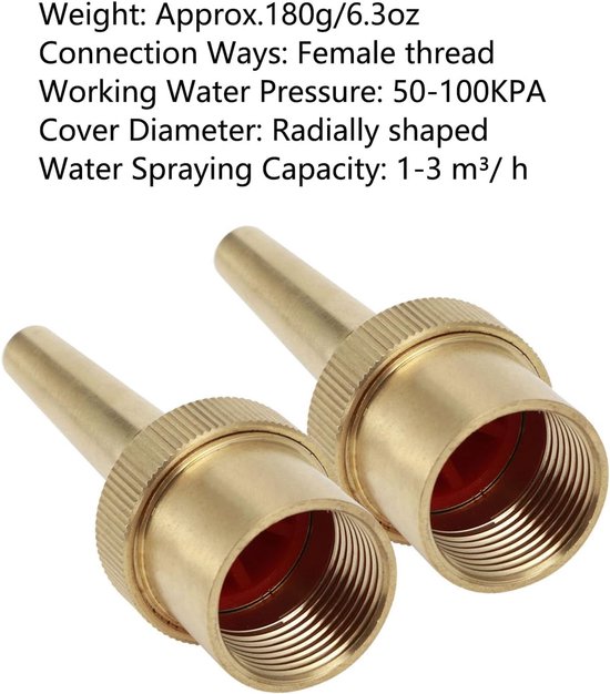 2 Stuks 3/4in Messing Fonteinmondstuk, DN20 Verstelbare Richting Jet Waterfontein Koperen Spray Sprinkler Sproeikop voor Tuinvijver Landschap — afbeelding 4