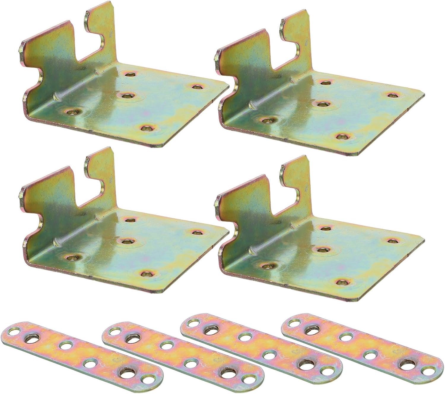 4 Paar Heavy Duty Bed Frame Repair Kit Non-mortise Rail Brackets Easy Install Iron Connectors For Wood And Bunk Beds Secure Side Rail Fasteners