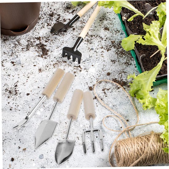 4 Stuks Delige Miniatuur Tuinset met Gieter Realistische Mini Tuinaccessoires voor Poppenhuisdecoratie Compacte Maat voor Creatieve Handvaardigheid Interieurversiering — afbeelding 4