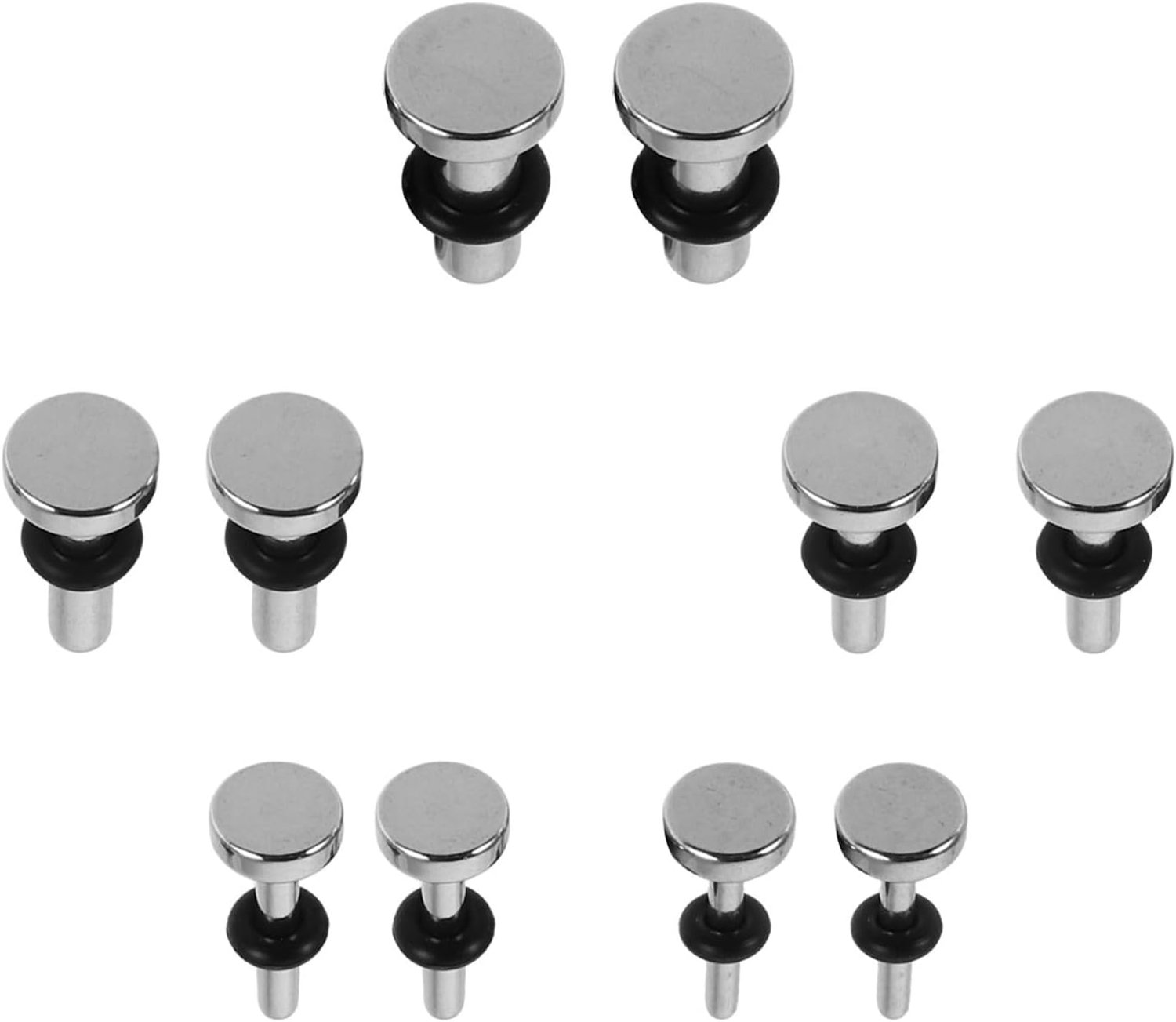 5 Paar Roestvrijstalen Oorkegels Pluggen Hypoallergeen Zilverkleurige Enkelzijdige Flare Oorgauges met O-ringen voor Veilig Oor Stretching