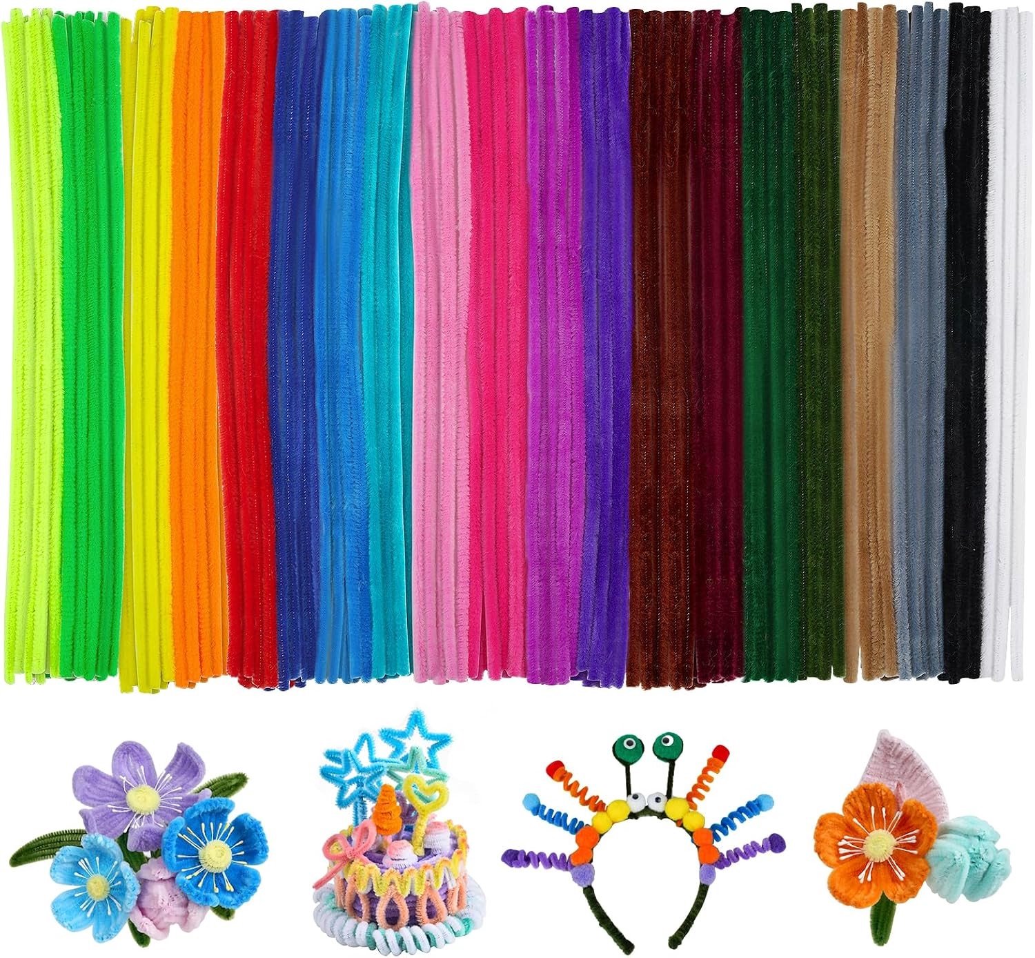 Kleurige Pijpenragers voor Creatieve Activiteiten, 30 cm, 20 Kleuren, Verpakking van 200 Stuks