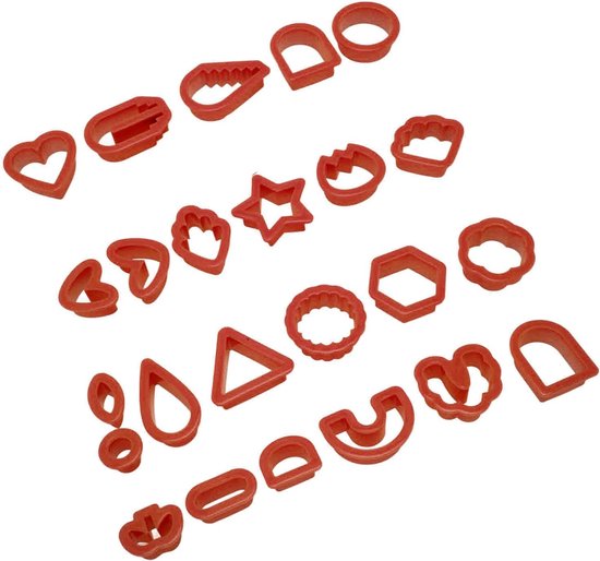 24 stuks polymeerklei oorbelsnijders, doe-het-zelf knutselgereedschap, verdikte rand, voedselveilig voor taarten, kaarsen, rood, gemakkelijk te gebruiken, veelzijdige knutselset — afbeelding 4