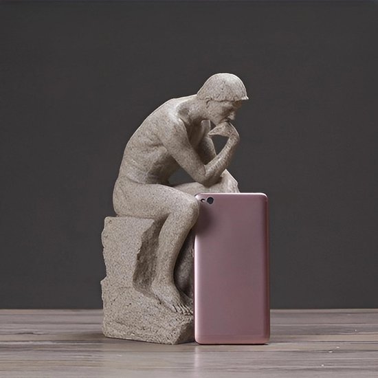 Syfunlv Denker Standbeeld, zandsteen, lezen, denker, beeldje, 26 cm, gepersonaliseerde abstracte ornamenten, moderne figuren, esthetische sculptuur, voor kantoor, woonkamer, bureau, kamerdecoratie — afbeelding 3