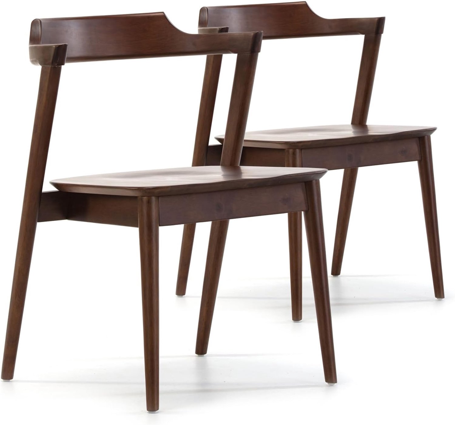 Venta-stock Set van 2 stoelen Venus kleur walnoot, massief hout, 58 cm (lengte) 57,5 cm (diepte) 76 cm (hoogte)