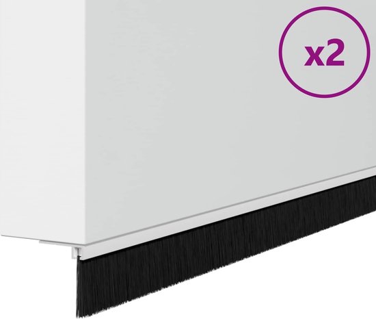 2 stuks deurborstelafdichting, zelfklevend, 100 cm, wit, deurafdichting, tochtstopper voor binnen, pvc en aluminiumlegering — afbeelding 2
