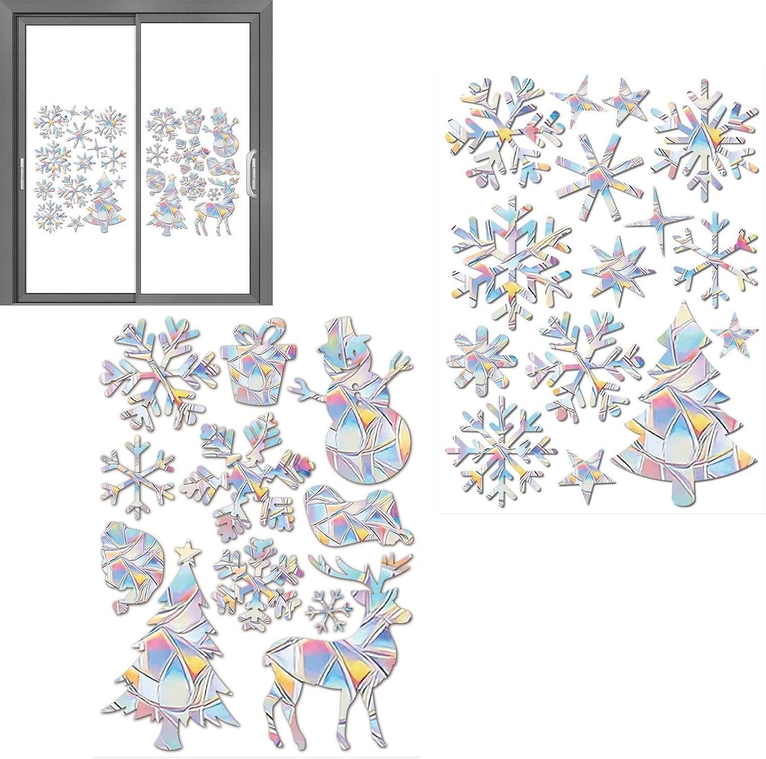 Kerststickers Herbruikbare Eland Sneeuwvlok