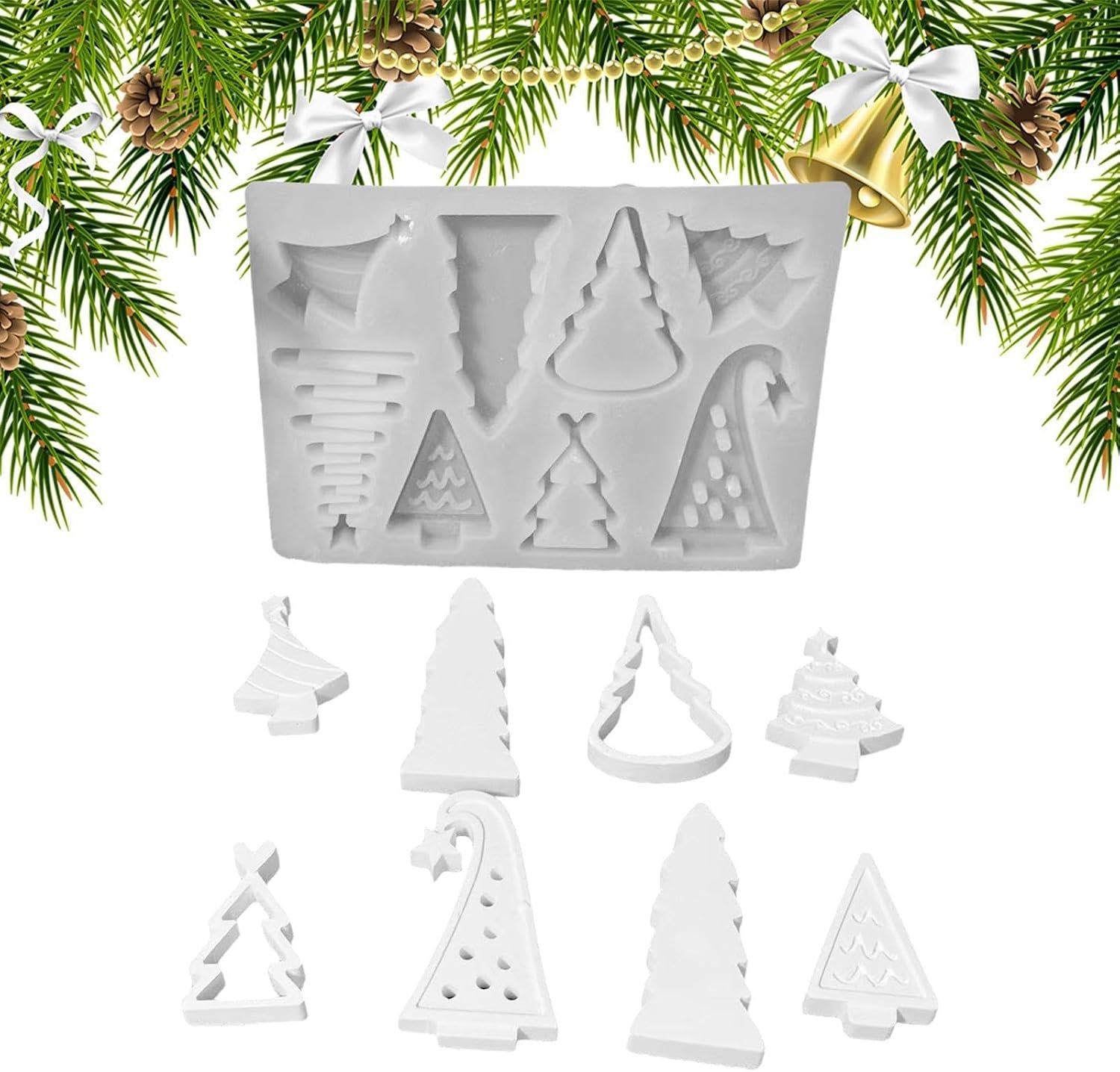 Kerstboom Zeep Schimmel 8-Grid Beton Craft Casting Decoratie Tool