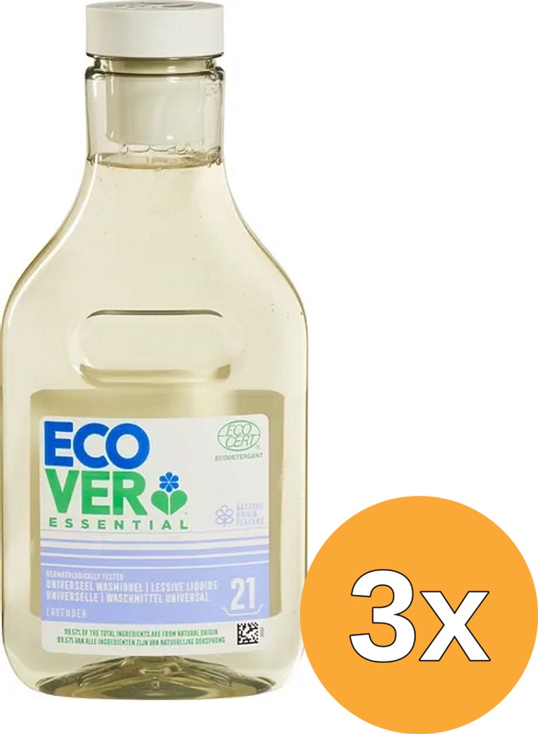 3x Ecover Wasmiddel Essential Uni (750 ml)