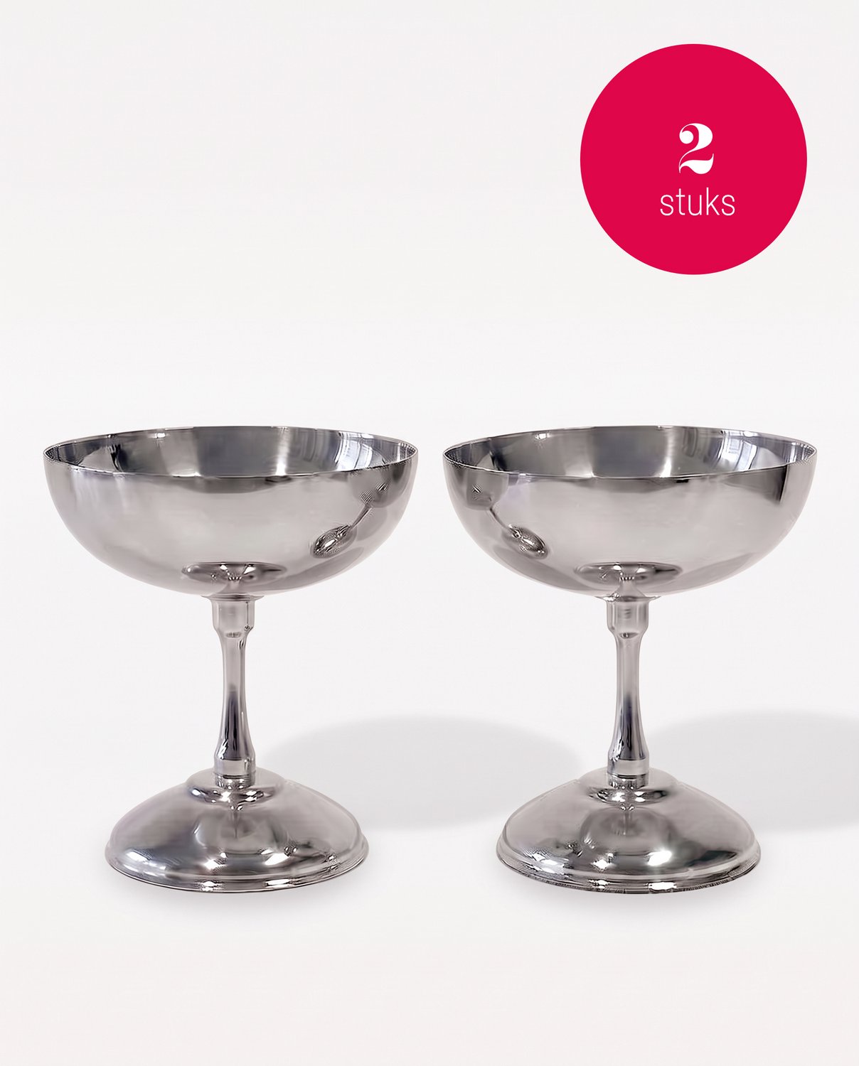 vtwonen - Coupes - Zilver - Metaal - Set van 2 - 9 cm