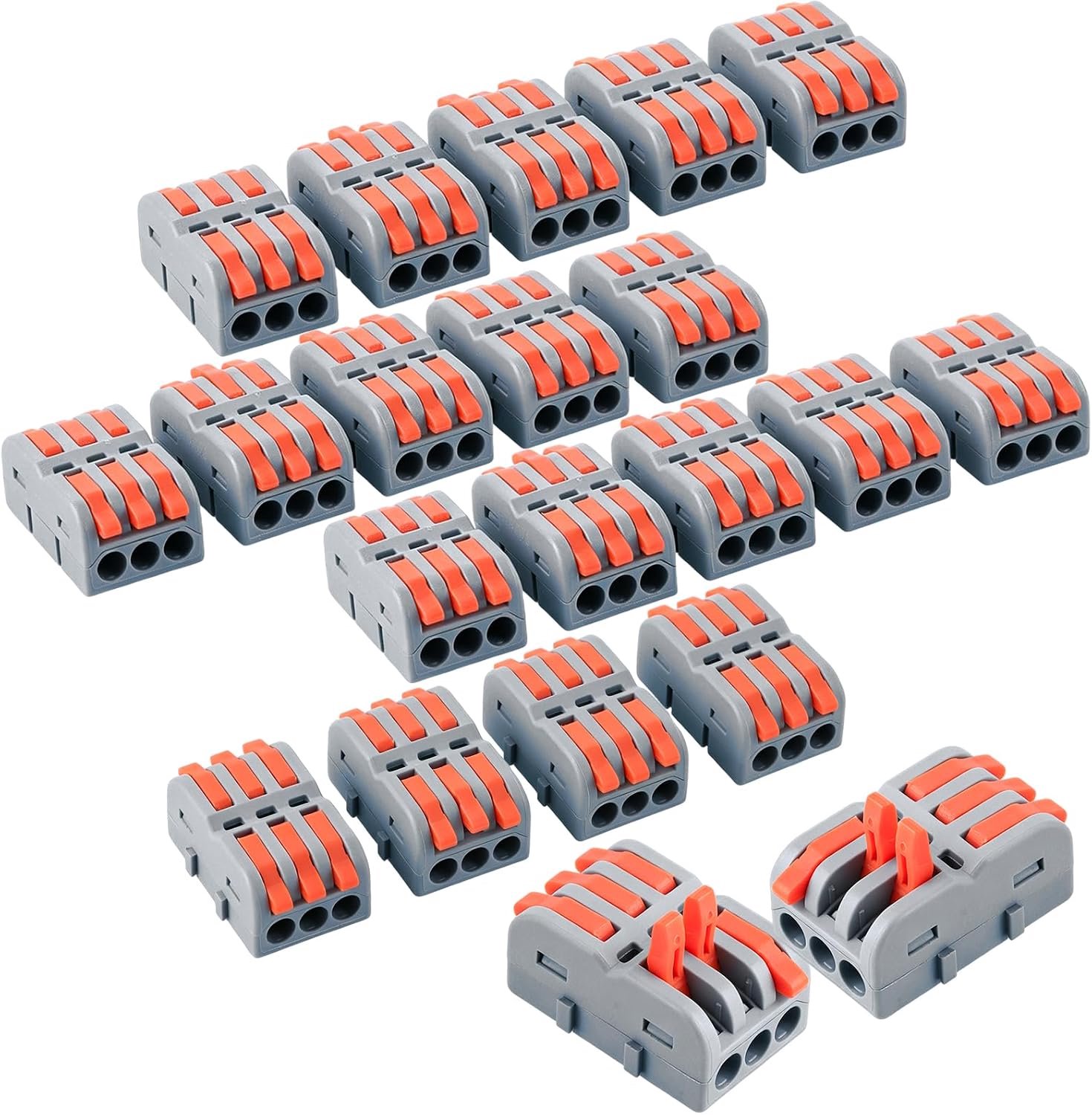 Verbindingsklemmen 20 stuks - 3 in 3 uit - steekbaar - ideaal voor elektrische kabelverbindingen - ShopVlot