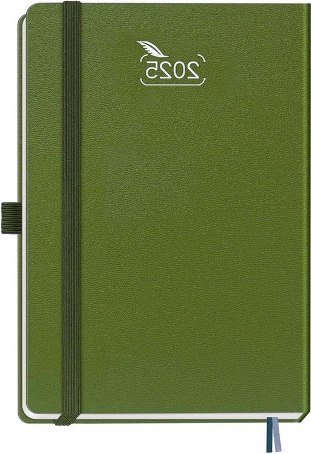 Agenda 2025 met harde kaft, wekelijkse planner en pocketagenda - A5 - 120gsm - Olijfgroen