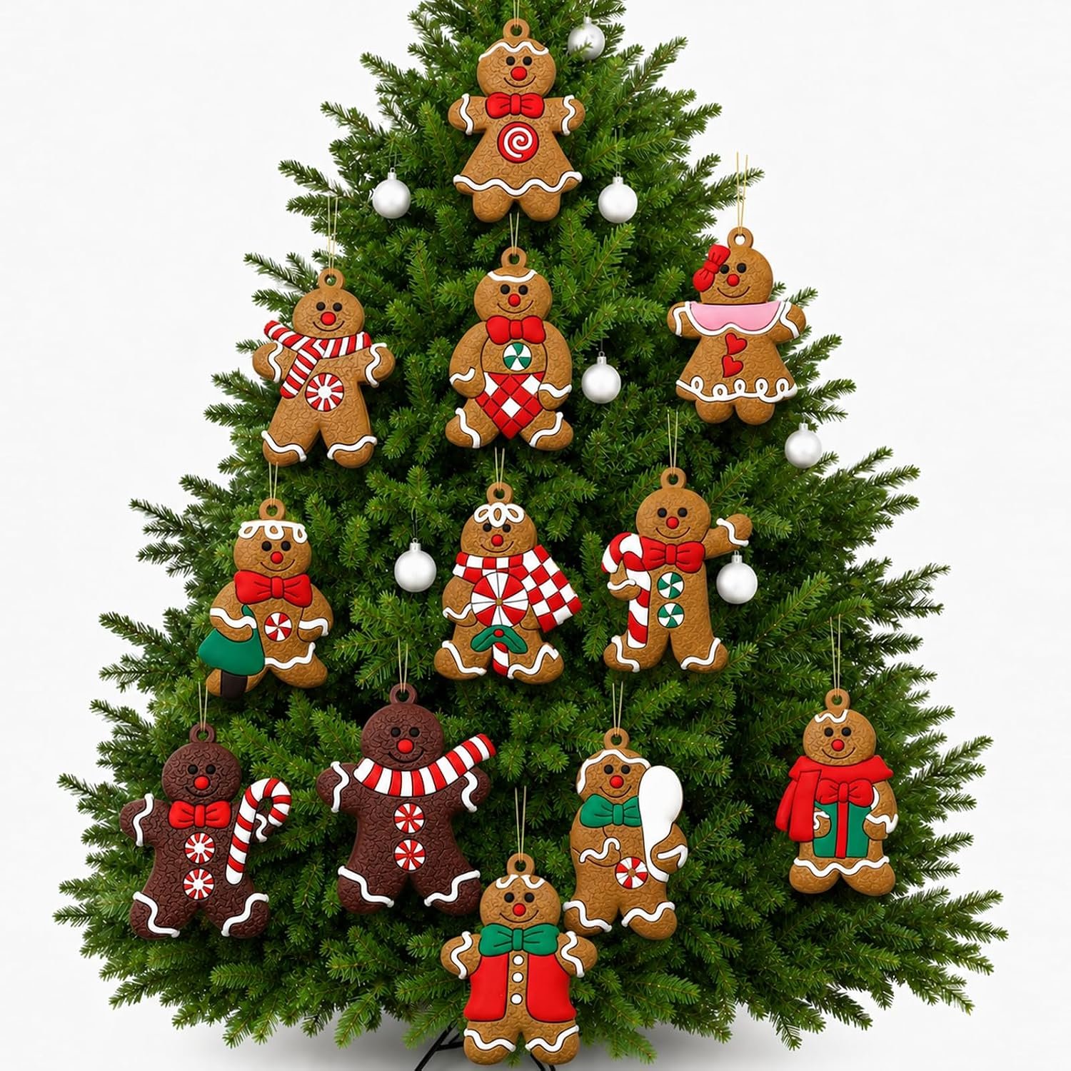 Peperkoek kerstsieraden, met ophangkoord, 12 stuks - ShopVlot