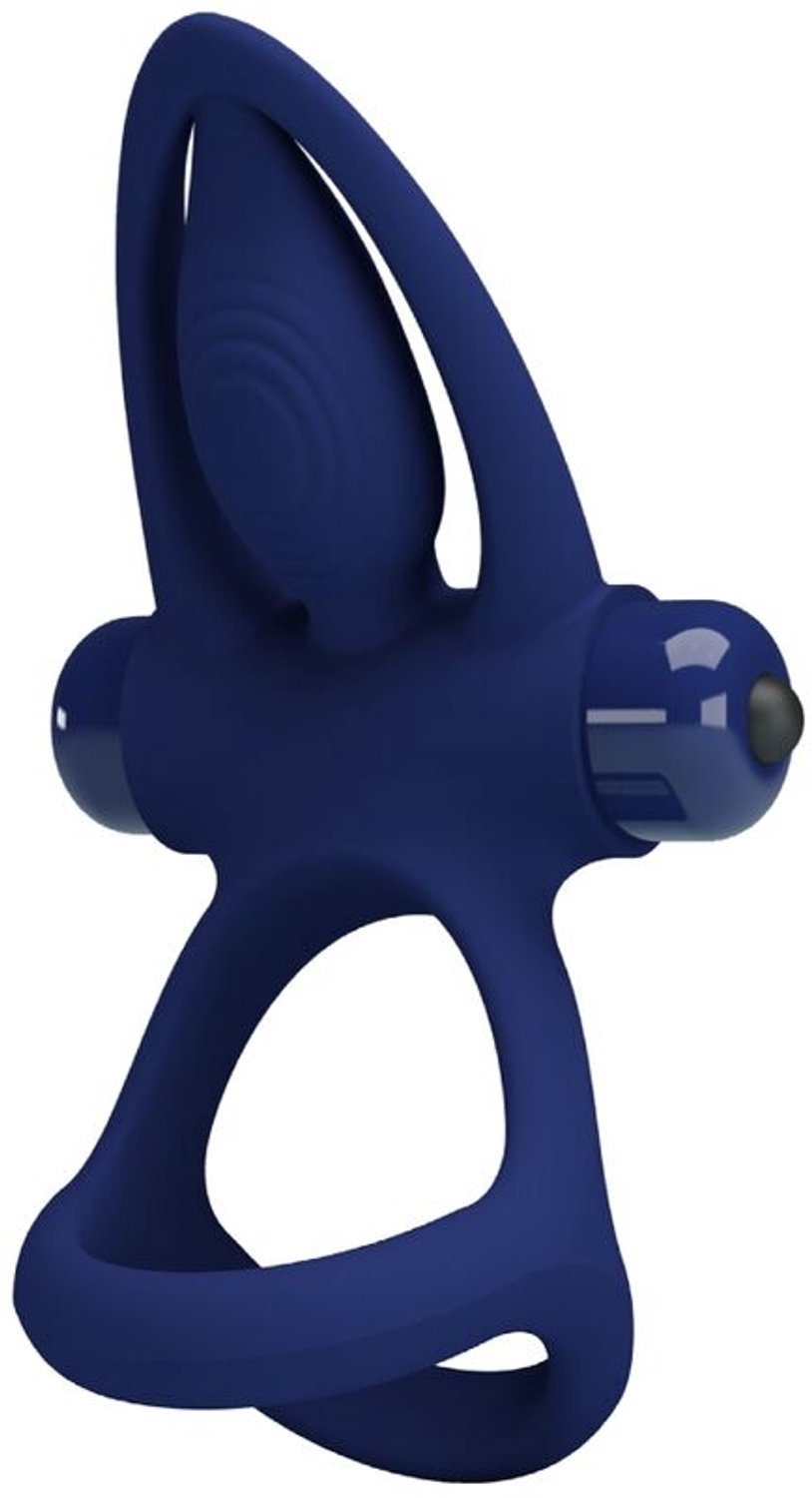 PRETTY LOVE - MAT DOUBLE RING WITH VIBRATION & STIMULATOR BLUE