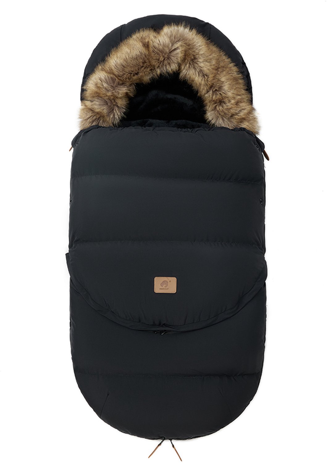 Voetenzak voor Kinderwagen - Voetenmof - Winterzak - Beenwarmer - Zwart - Afneembare Bontkraag - 2 Stijlen - Winddicht Ontwerp - Leeftijd 0-36 Maanden - Voor Pasgeborenen en Peuters