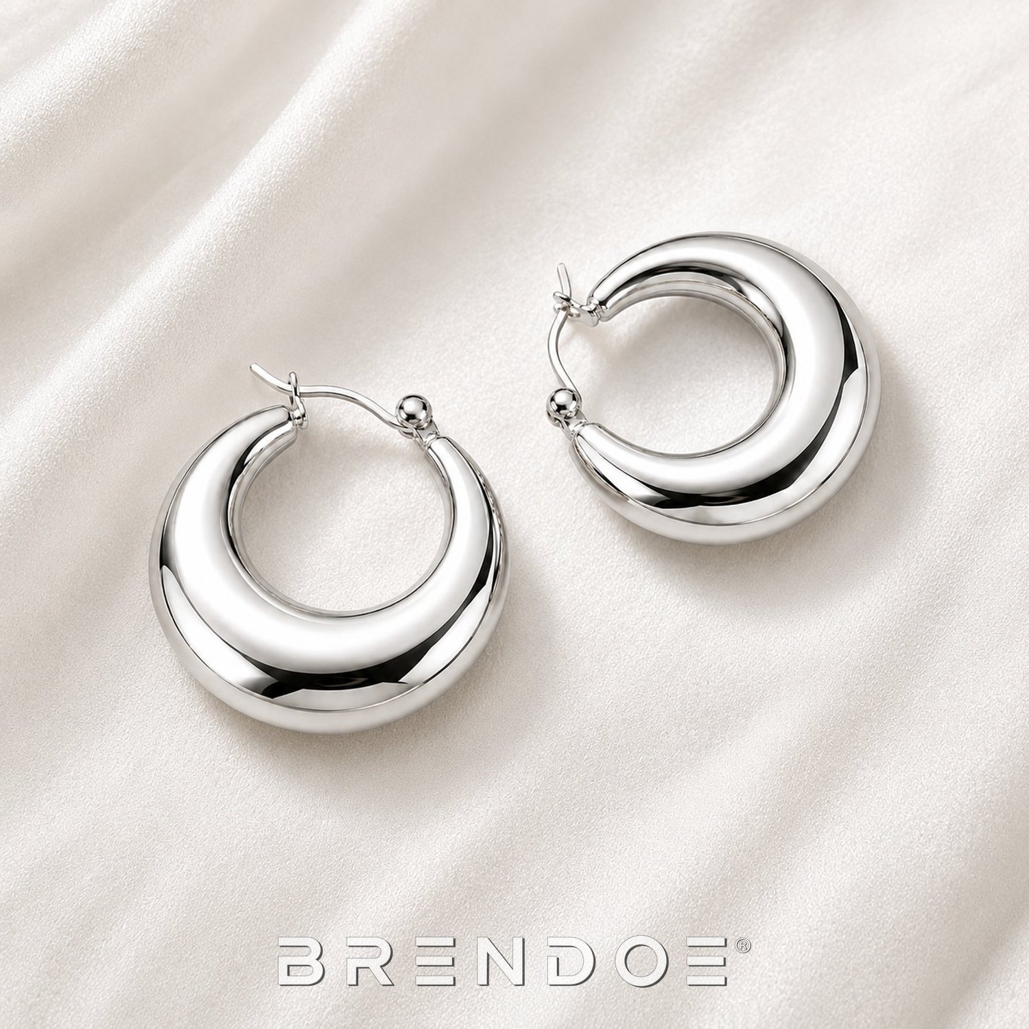 Brendoe Oorringen Dames Zilver - Geometrisch Design - Koper - 18K Verguld - 925 Zilveren Oornaald