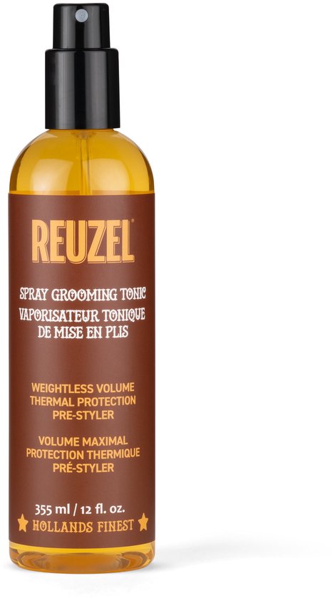 355ml fles Reuzel Spray Grooming Tonic met zwarte verstuiver.