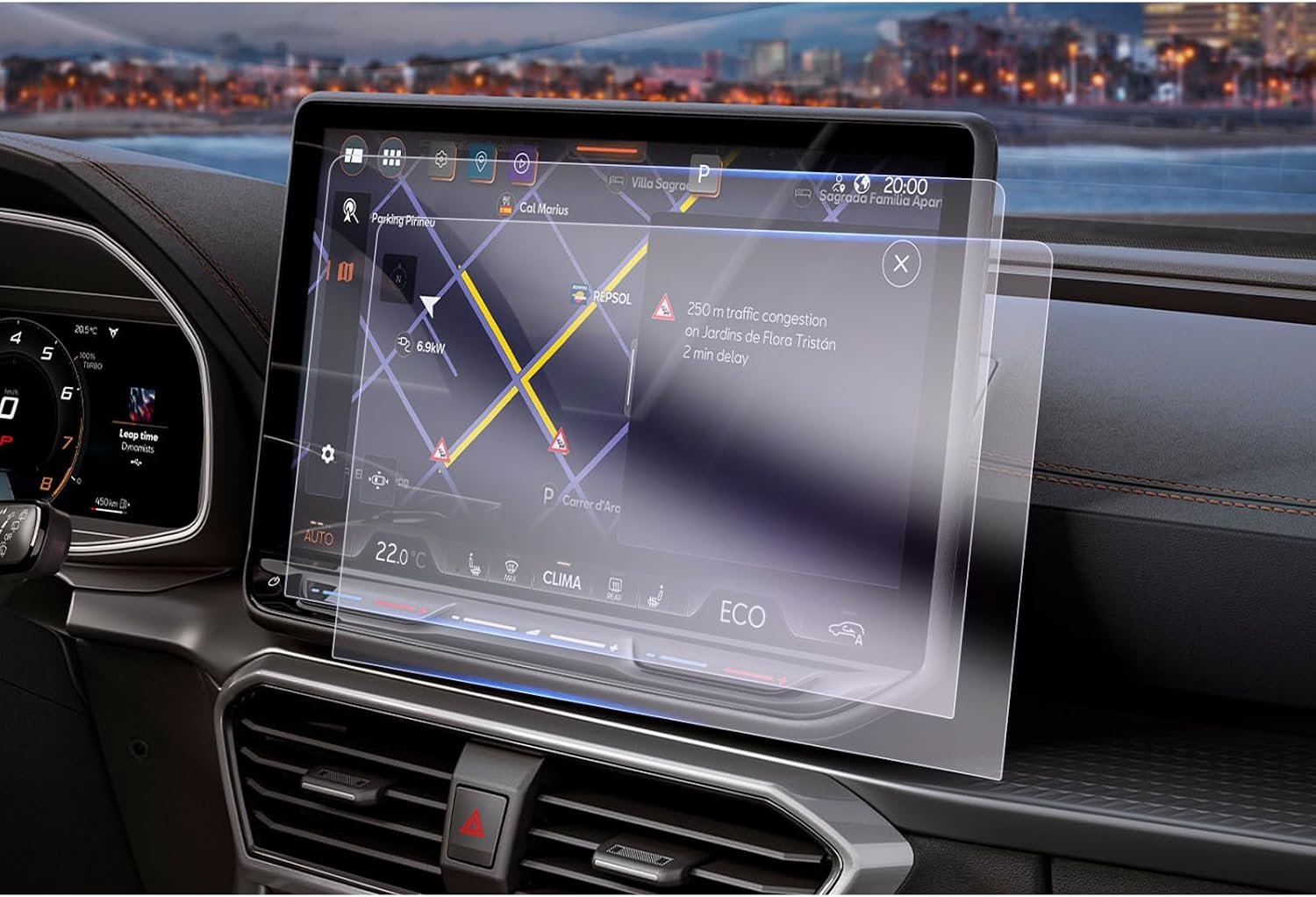 Navigatiebeschermfolie 12,9 inch - Nano-displaybeschermfolie - 6H krasbestendig - Voor Cupra Formentor en Leon Vemera - 2 stuks - Vemera