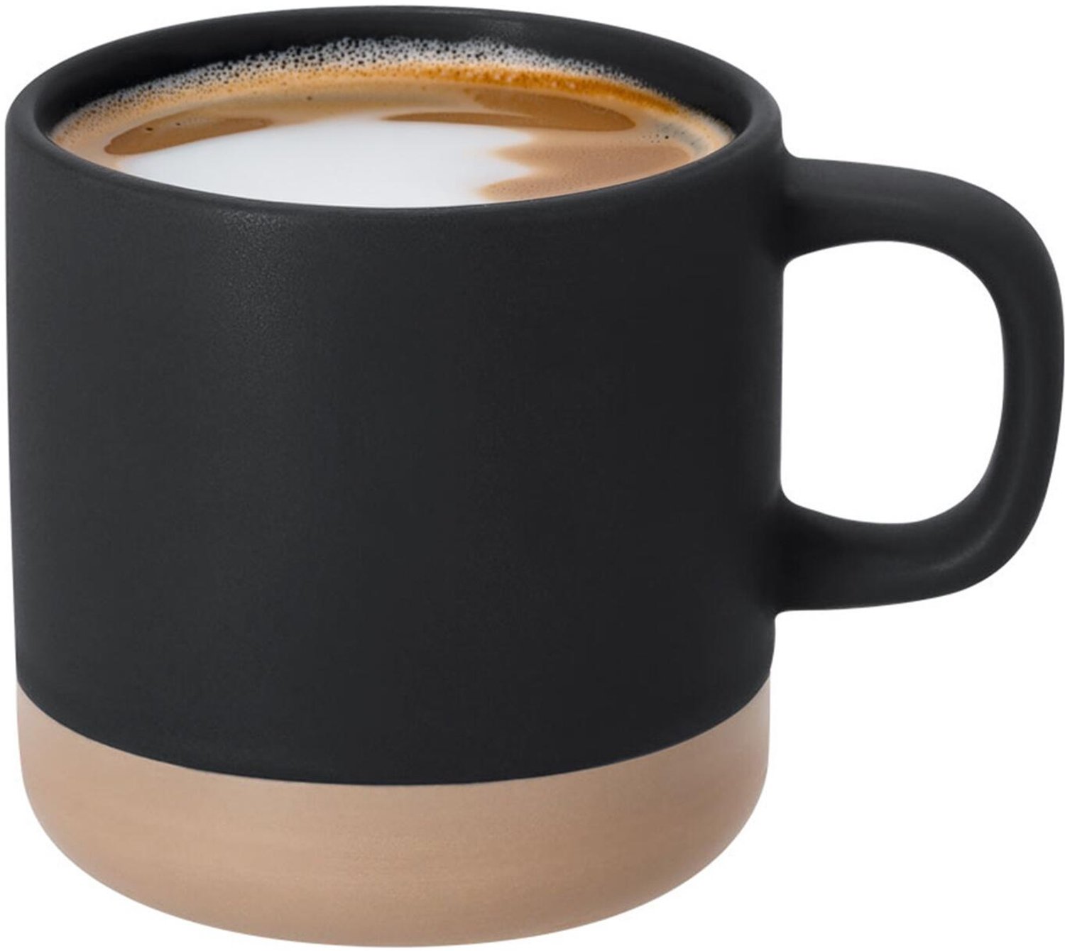 Bellatio Design Koffiekopjes Eliza - 1x stuks - zwart/beige - 350 ml - mokken - keramiek - bekers - 2 kleurig