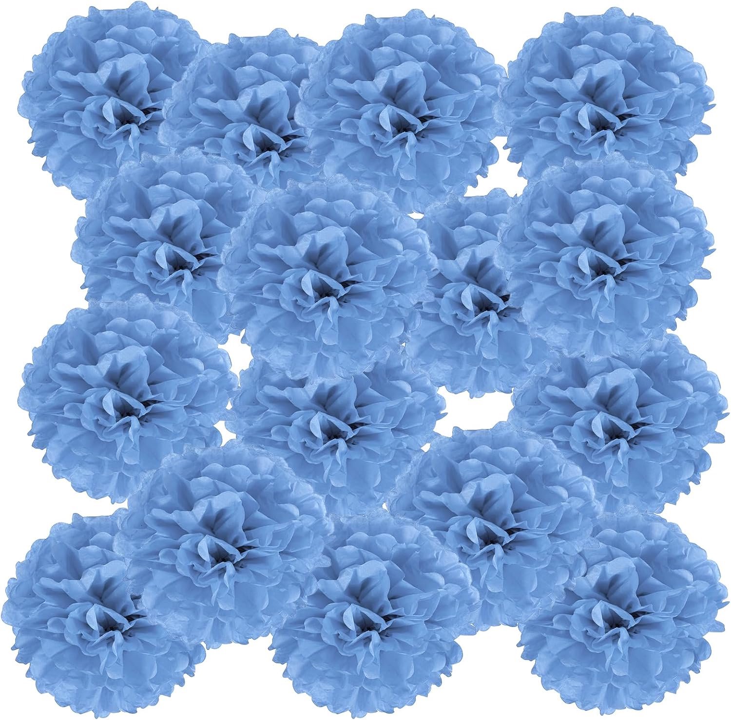 Tissue Poms 10 cm - Meerblauw Papieren Bloem Bal - Herbruikbaar voor Bruiloft en Verjaardag - 20 stuks - Vemera