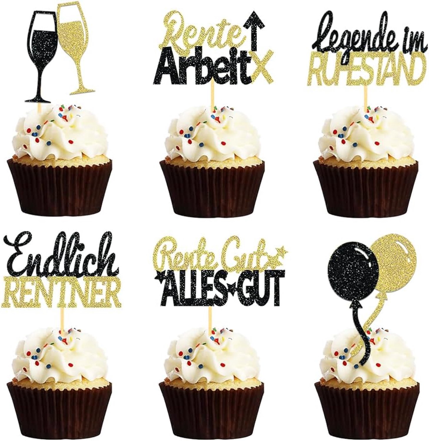 24 Stuks Glitter Rente Cupcaketoppers