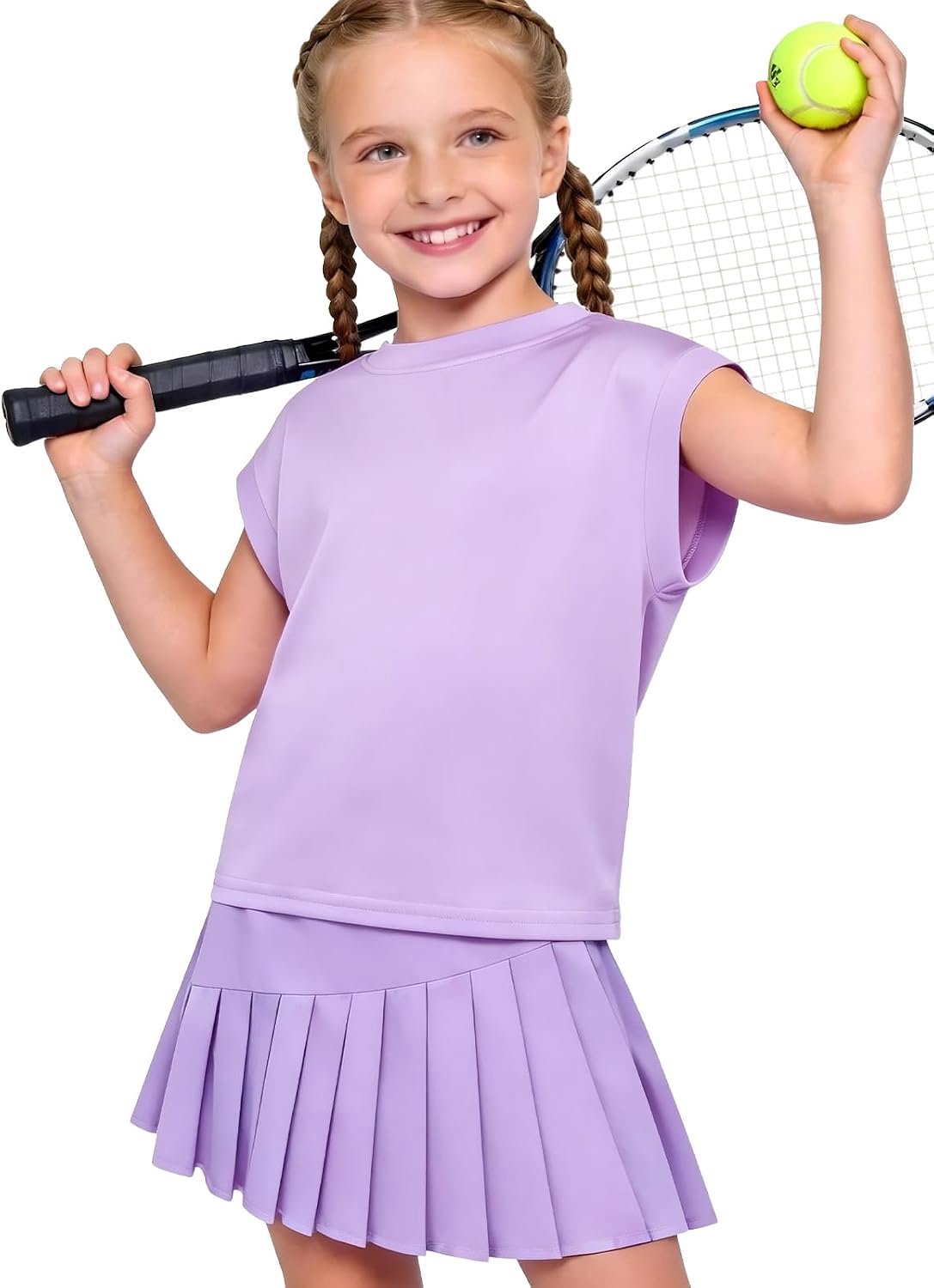Tennisoutfit voor meisjes, Sleeveless shirt en rokje, Plooirokje met binnenbroekjes en zakken