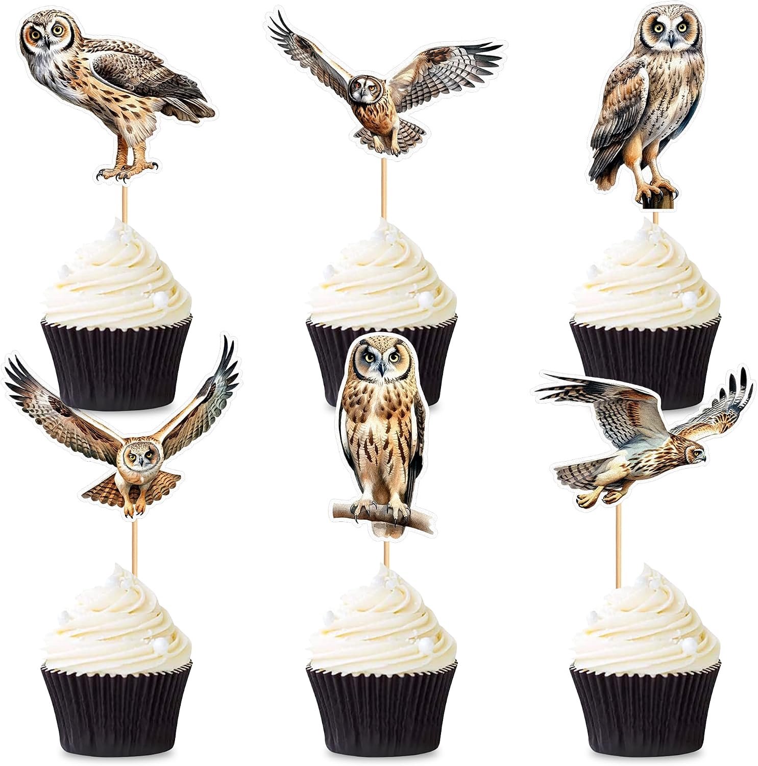 30 Uilen Cupcaketoppers voor Taartdecoratie