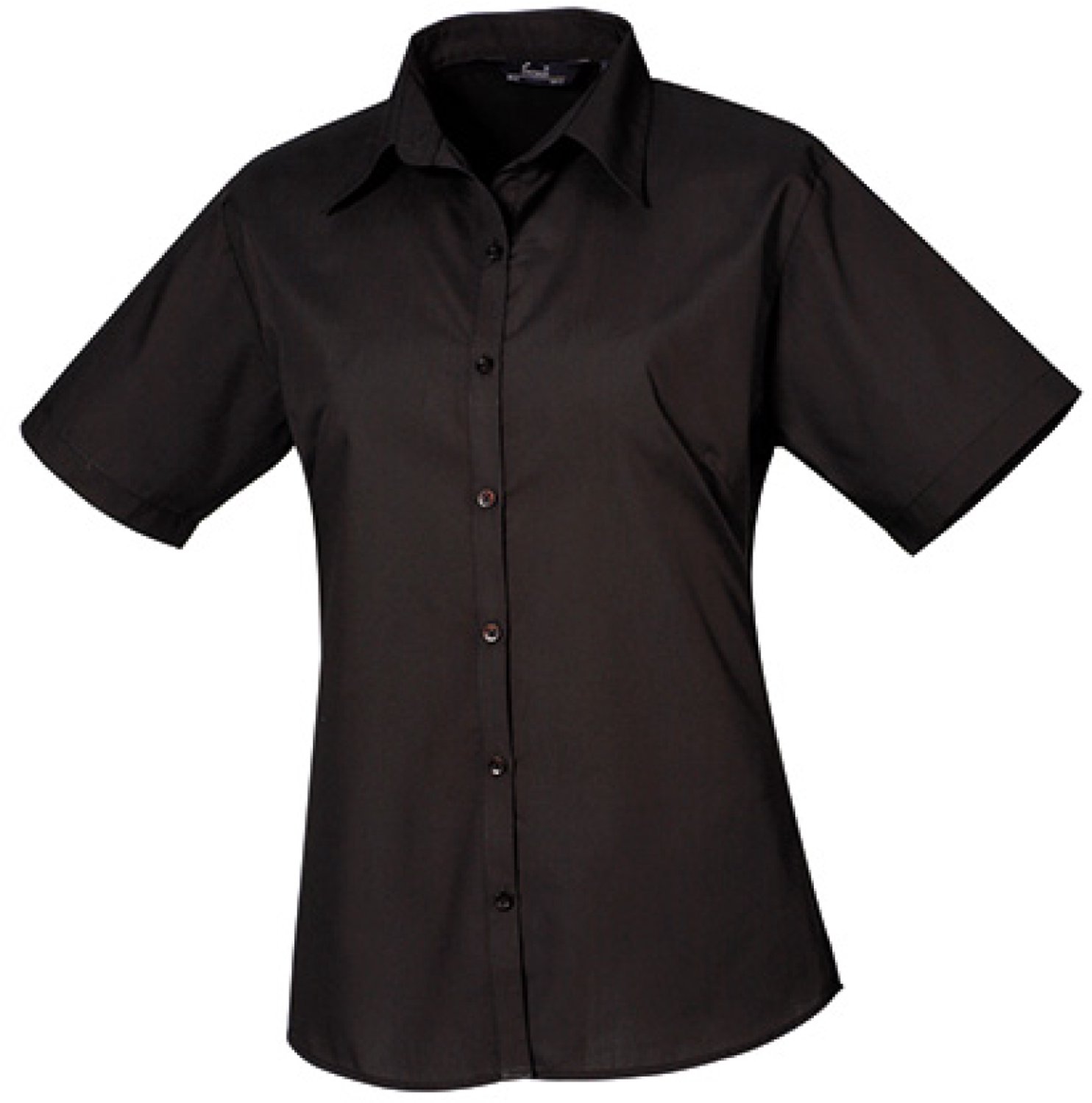 Premier Workwear - Women´s Poplin Short Sleeve Blouse - Black (ca. Pantone Black C) - 52 (5XL/24)