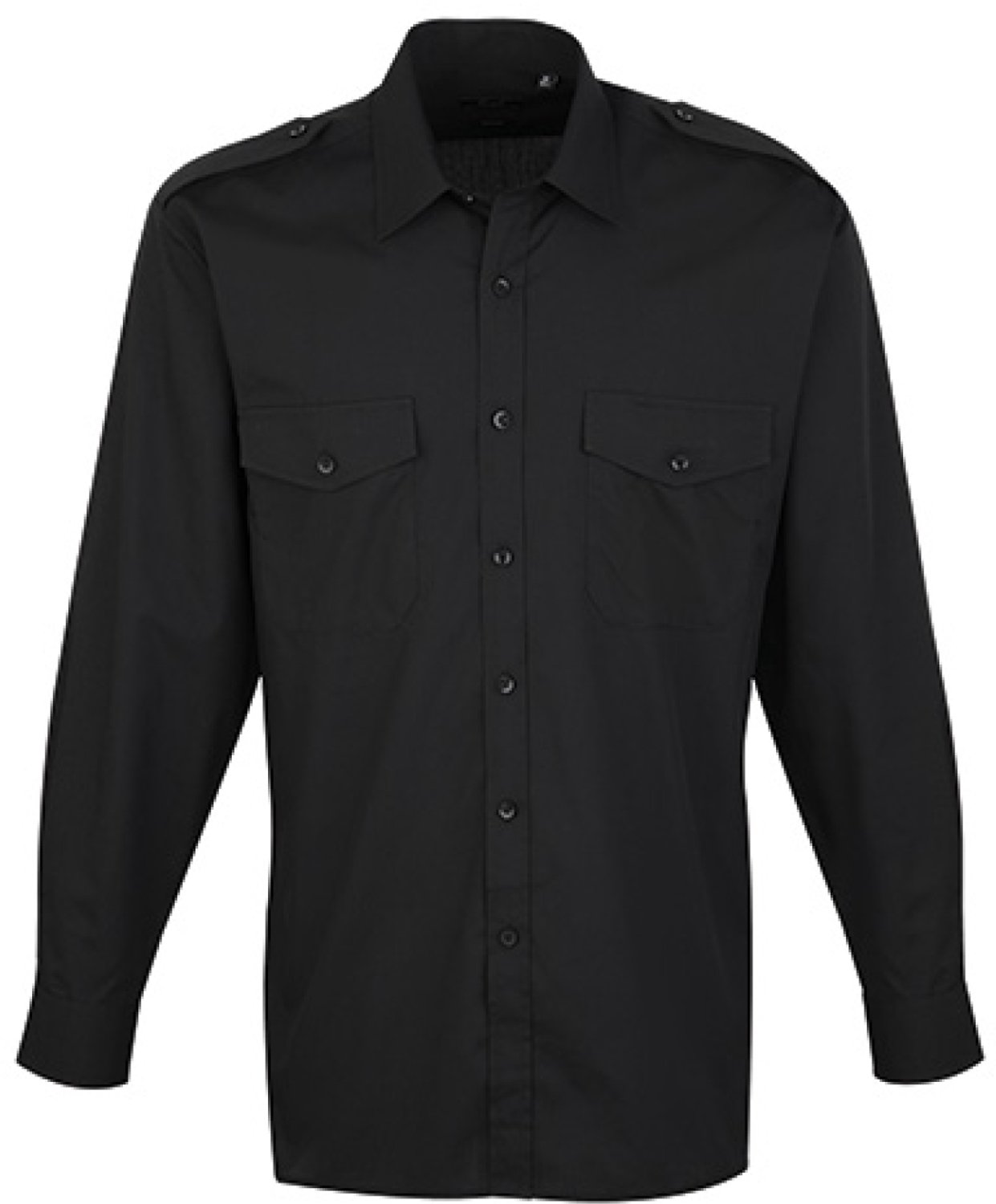 Premier Workwear - Pilot Shirt Long Sleeve - Black (ca. Pantone Black C) - 46 (XXL/18)