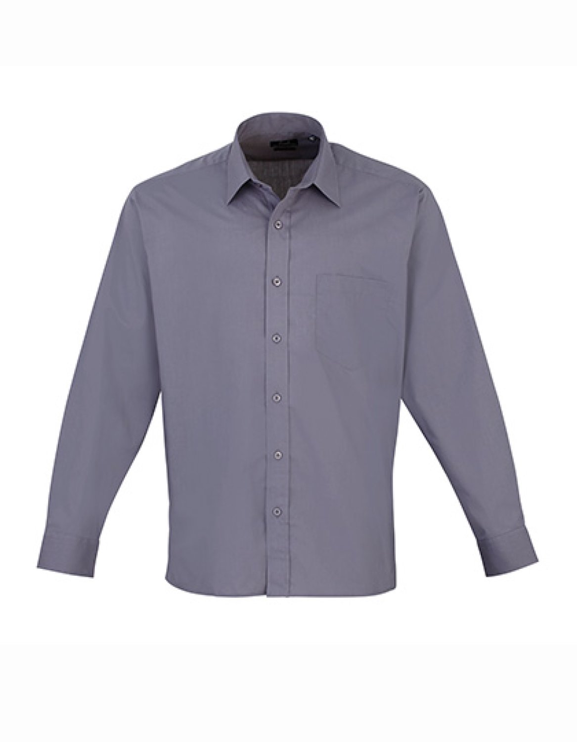 Premier Workwear - Men´s Poplin Long Sleeve Shirt - Steel (ca. Pantone Cool Grey 11C) - 42 (16H)