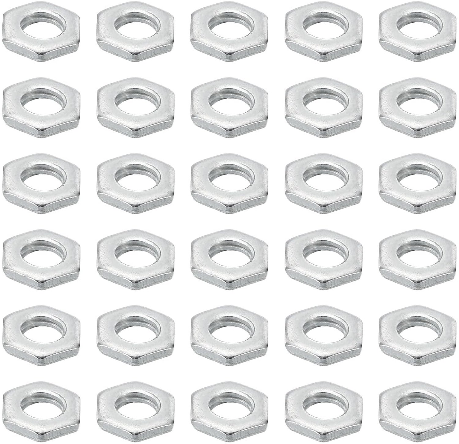 Zeskantmoeren M6 x 1 - verzinkt staal - 2 mm hoogte - geschikt voor bevestiging en onderhoud - 50 stuks - Vemera