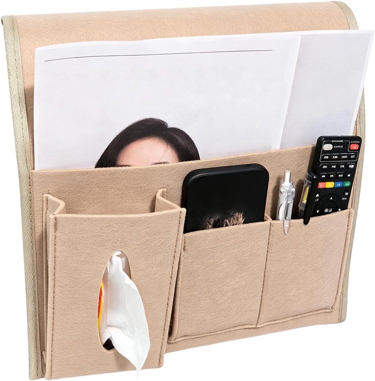 Hangend bedrekje van 64x31 cm voor boeken, telefoons, afstandsbedieningen en luiers.