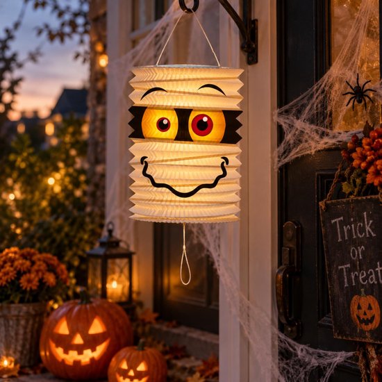 Lampionstokje 40 cm - met mummie lampion - wit - H22 cm - Sint Maarten — afbeelding 4