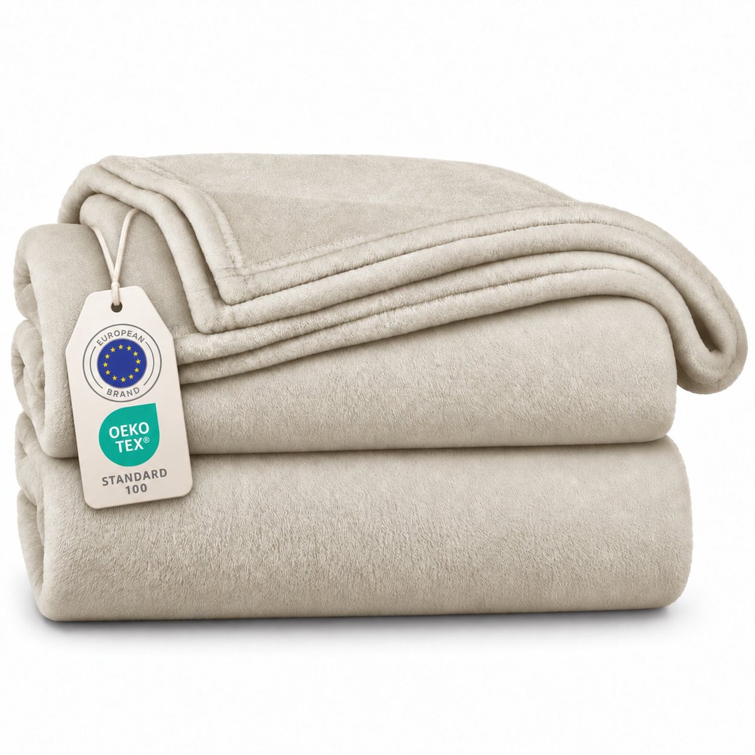 Tbeloo Fleece Deken 130 x 150 cm - Zachte Microvezeldeken voor Bank, Bed of Picknick - Beige