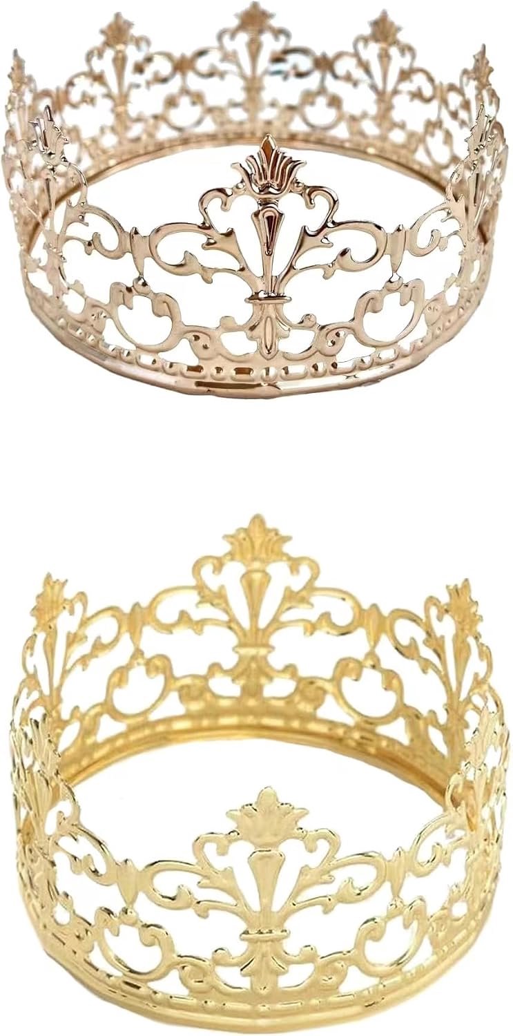 2-delige kroon taartdecoratie, gouden versiering voor kinderfeest, bruiloft of babyshower