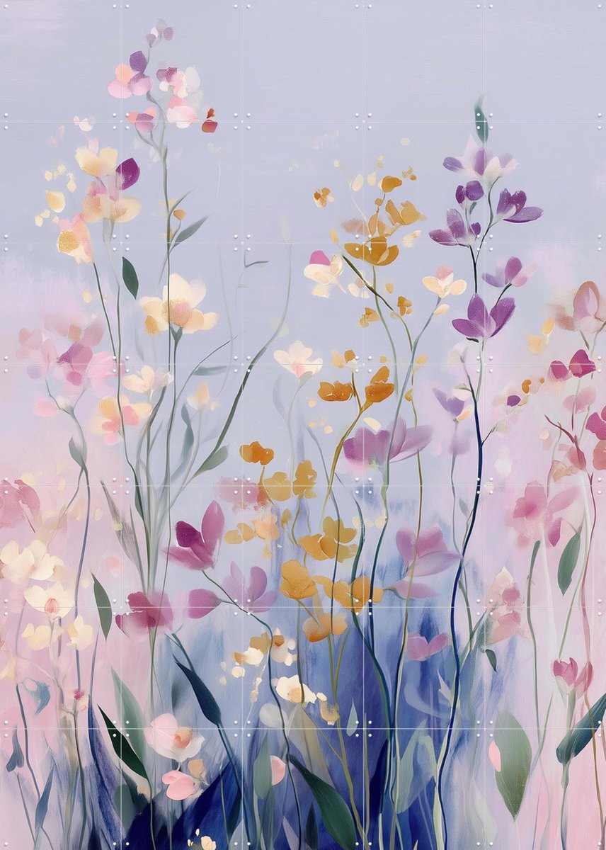 IXXI Pastel Wildflowers, Branka Kodžoman - 100 x 140 cm - Gratis ophangtool - Grote wanddecoratie en posters - Schilderijen, Modern, Fantasierijk