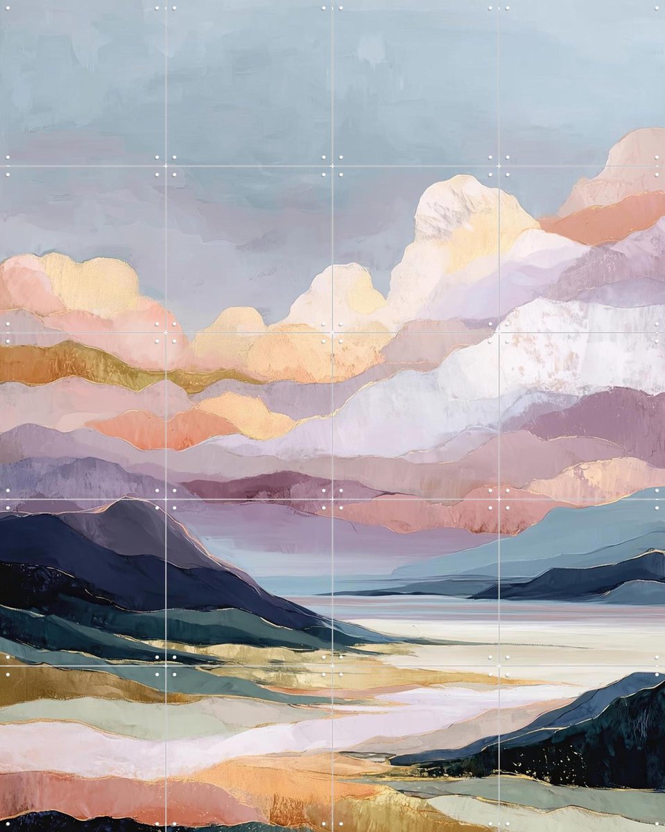 IXXI Pastel Mountain Reverie, Branka Kodžoman - 80 x 100 cm - Gratis ophangtool - Grote wanddecoratie en posters - Abstract, Modern, Woonkamer