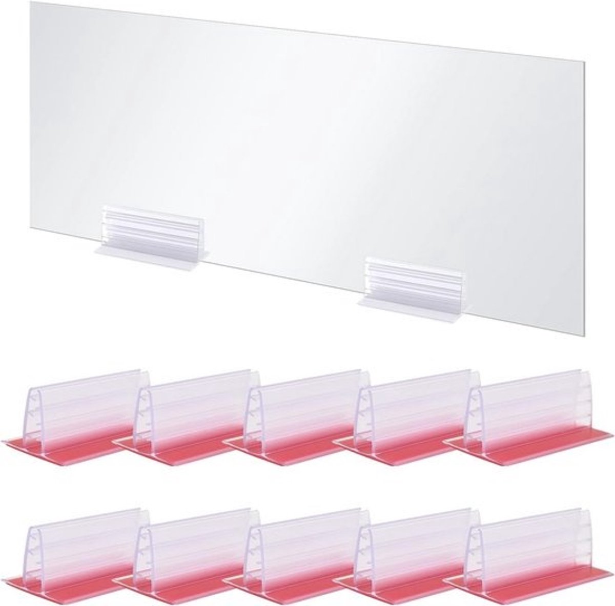 Set van 10 heavy-duty zelfklevende paneelhouders - Voor acrylplaten - Duurzame bevestiging - Voor informatiekaarten en prijskaartjes